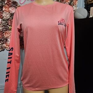 Salt Life Long Sleeve Performance Tee in Coral